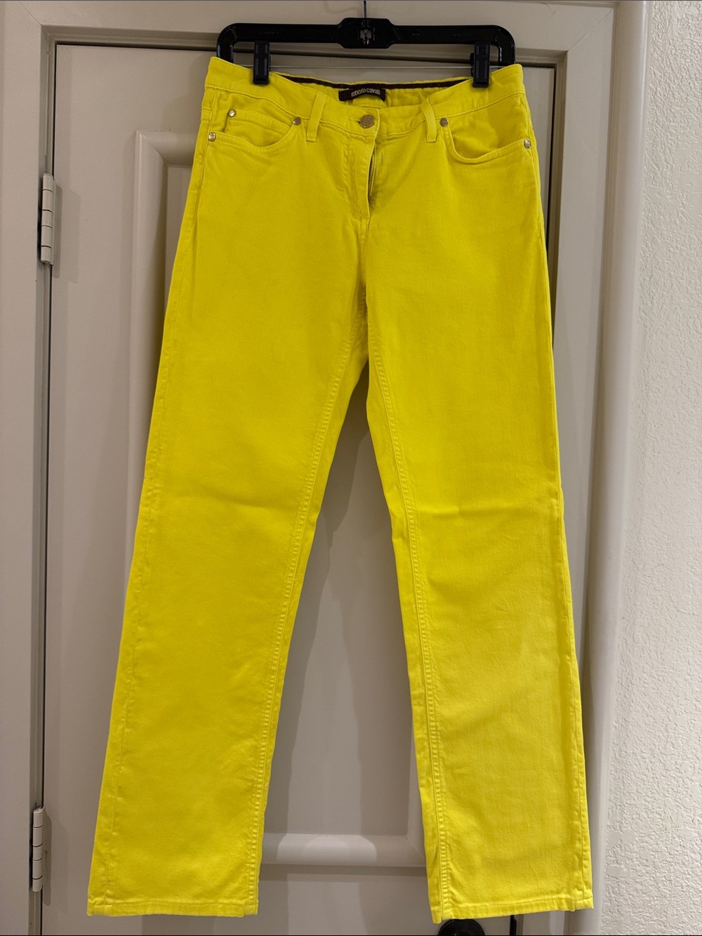 Roberto Cavalli Women's Bright Yellow Straight-Leg Jeans